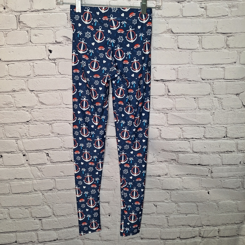 Babalus by Lucy Naval Anchors All Over Nautical Print Leggings Sz XSmall